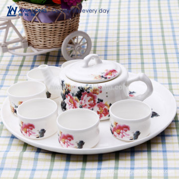 Tinta y lavado de pintura floral de porcelana fina Mini Set de té, juegos de té Funky